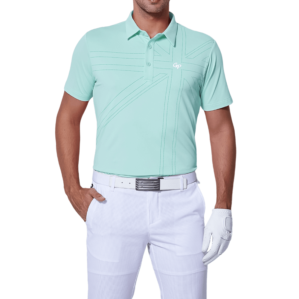 GoPlayer メンズ 伸縮性速乾半袖トップス（英国国旗グリーン）