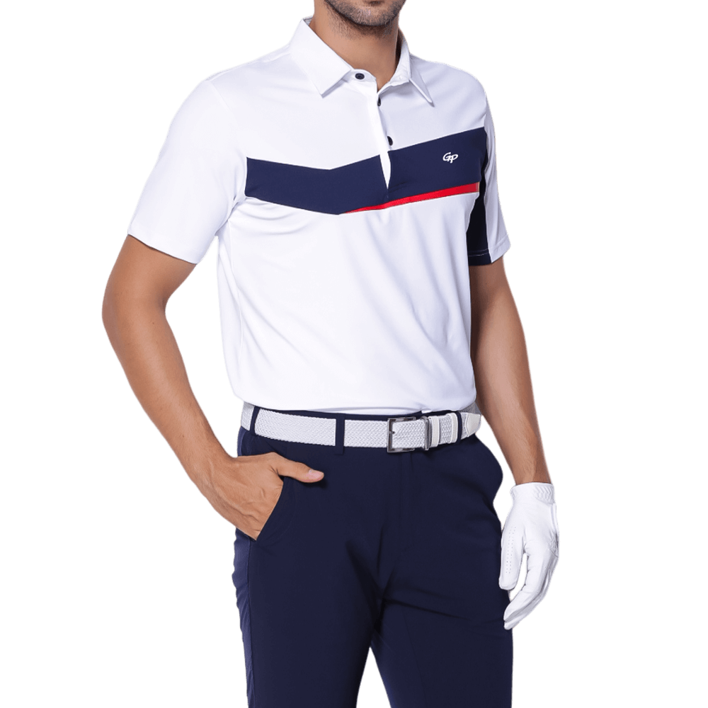 GoPlayer メンズ 伸縮性速乾半袖トップス (ホワイト、ブラック、レッド)