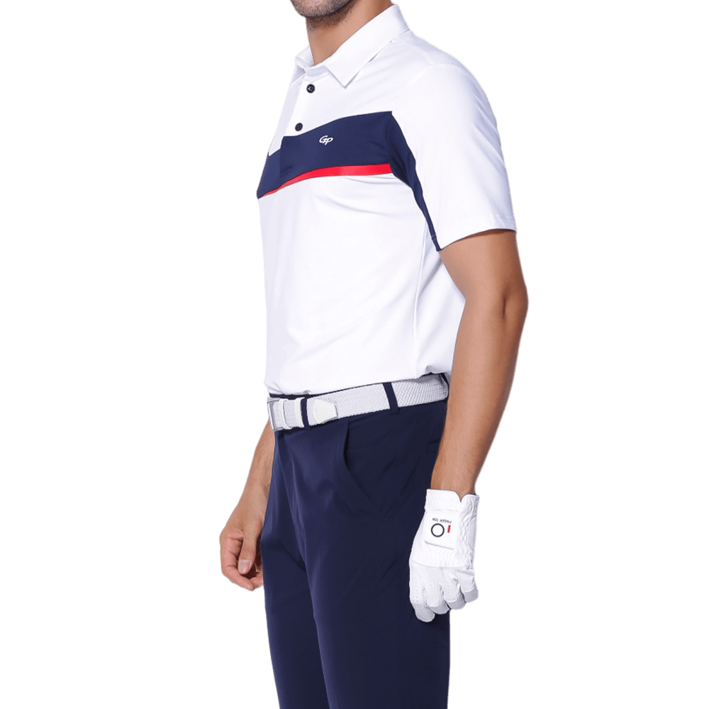 GoPlayer メンズ 伸縮性速乾半袖トップス (ホワイト、ブラック、レッド)