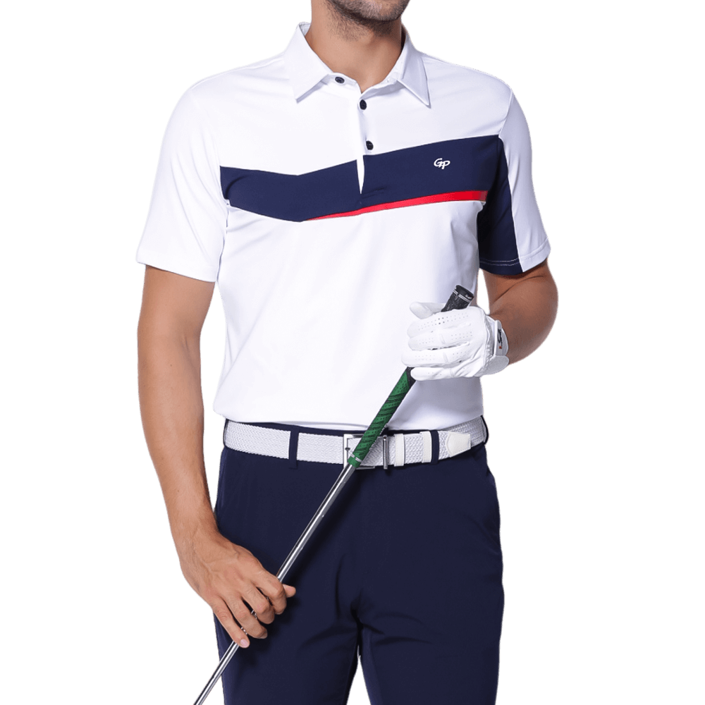 GoPlayer メンズ 伸縮性速乾半袖トップス (ホワイト、ブラック、レッド)