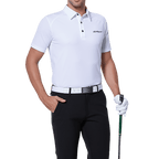 GoPlayer Men's Elastic Quick Dry Short Sleeve Top (White Body Shoulder Net)