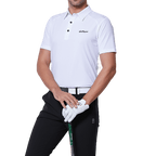 GoPlayer Men's Elastic Quick Dry Short Sleeve Top (White Body Shoulder Net)