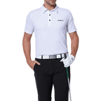 GoPlayer Men's Elastic Quick Dry Short Sleeve Top (White Body Shoulder Net)