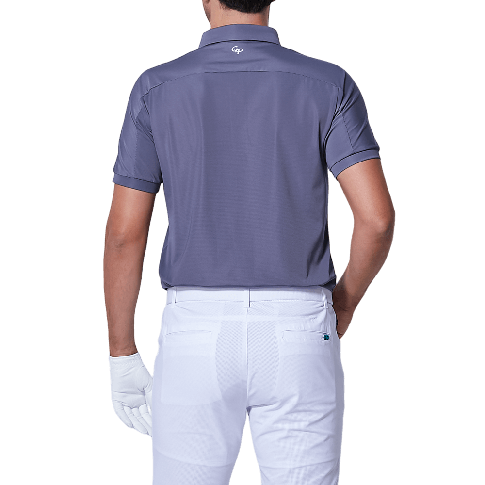 GoPlayer メンズ 伸縮性速乾半袖トップス (ダークブルーショルダーネット)