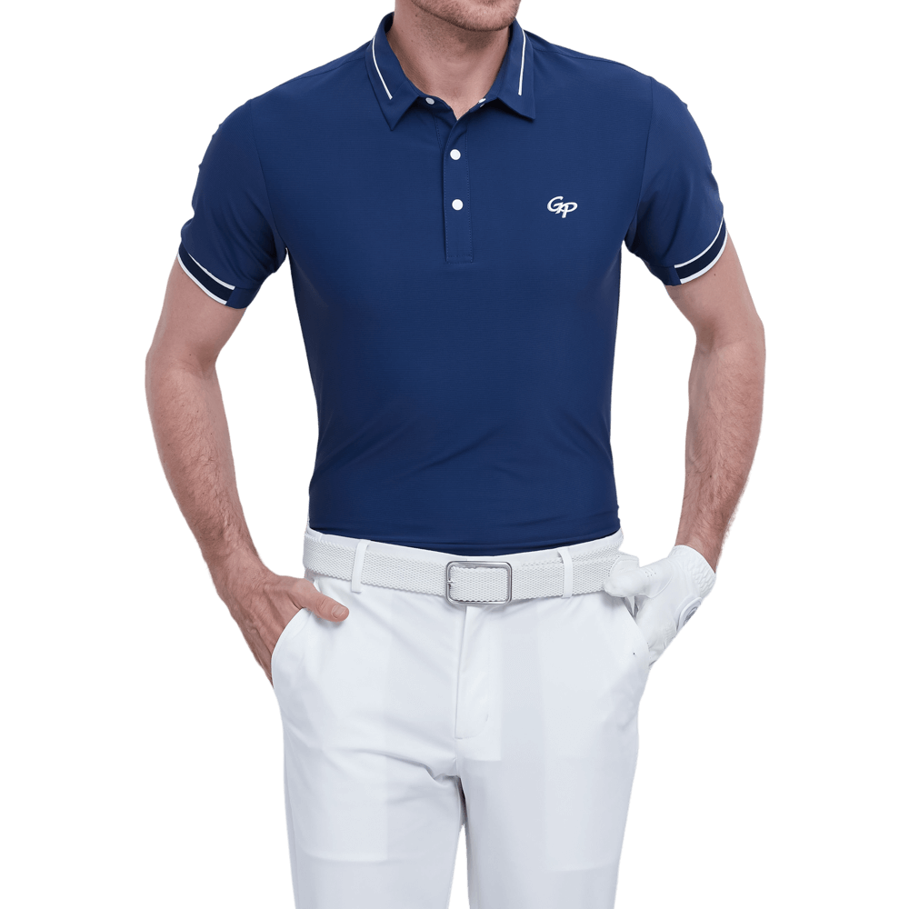 GoPlayer メンズ軽量超弾性半袖トップ (ダークブルー)