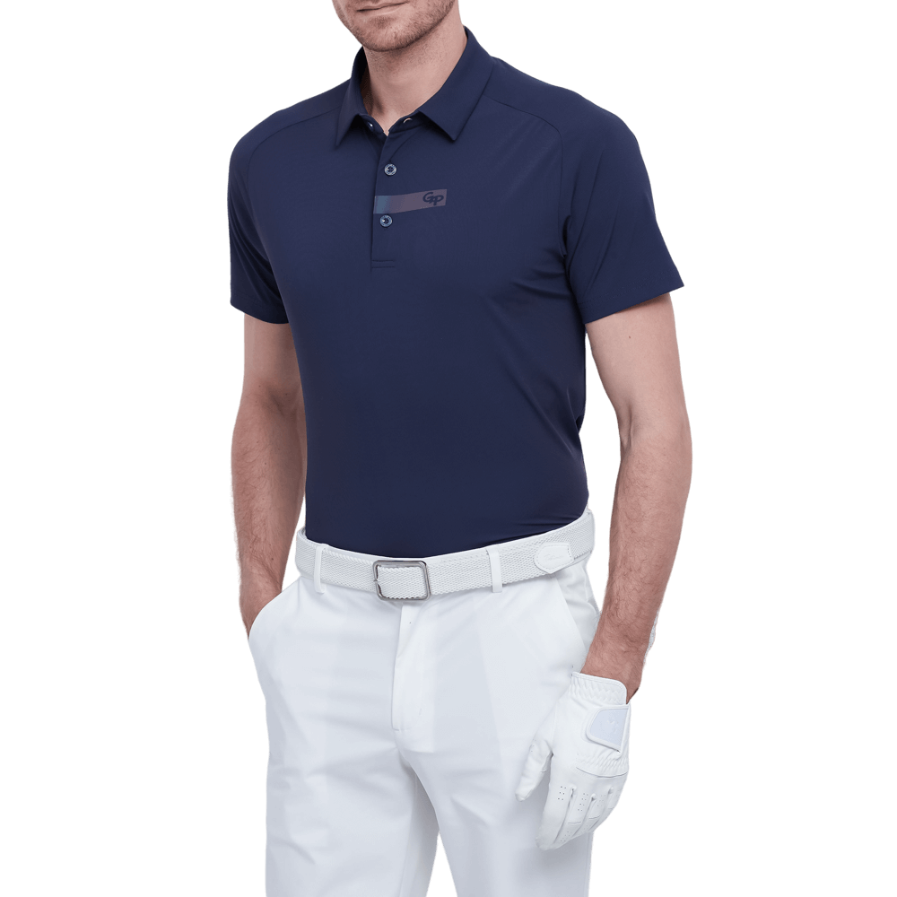 GoPlayer メンズ 軽量超弾性半袖トップ (ネイビー ブルー)