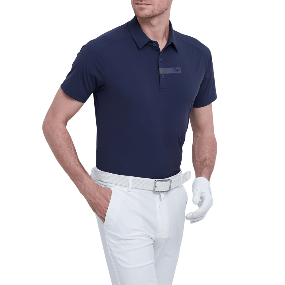 GoPlayer メンズ 軽量超弾性半袖トップ (ネイビー ブルー)