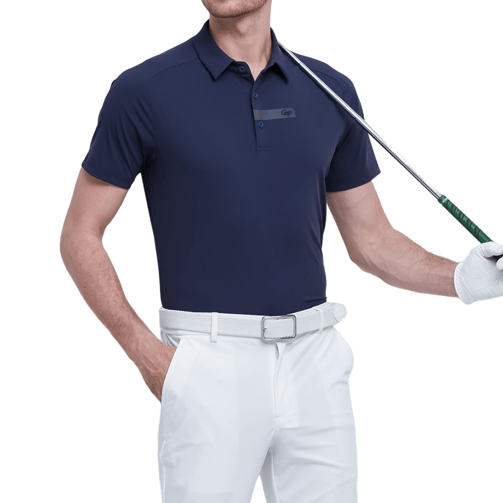 GoPlayer メンズ 軽量超弾性半袖トップ (ネイビー ブルー)