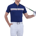 GoPlayer男彈性透氣短袖上衣(深藍)