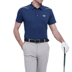 GoPlayer メンズ 伸縮性のある通気性のある半袖トップ (ネイビー ブルー)