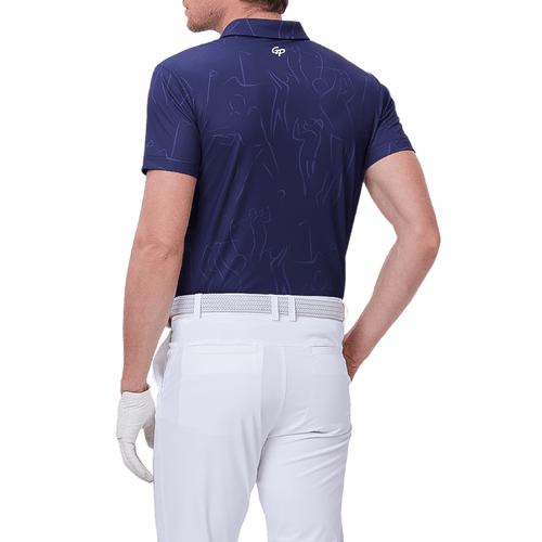 GoPlayer メンズ 半袖プリントトップ（ネイビーブルー）