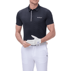 GoPlayer メンズ クールジャカード 半袖トップス (ブラック)