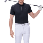 GoPlayer メンズ クールジャカード 半袖トップス (ブラック)