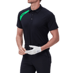 GoPlayer メンズ ゴルフ カラーブロック 半袖 Tシャツ (ブラック)