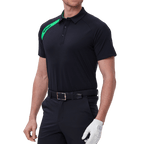 GoPlayer メンズ ゴルフ カラーブロック 半袖 Tシャツ (ブラック)