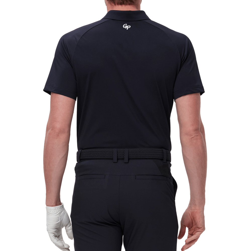 GoPlayer メンズ ゴルフ カラーブロック 半袖 Tシャツ (ブラック)