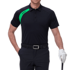 GoPlayer メンズ ゴルフ カラーブロック 半袖 Tシャツ (ブラック)