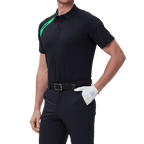 GoPlayer メンズ ゴルフ カラーブロック 半袖 Tシャツ (ブラック)