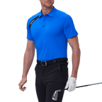 GoPlayer メンズ ゴルフ カラーブロック 半袖 Tシャツ (ブルー)