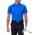 GoPlayer メンズ ゴルフ カラーブロック 半袖 Tシャツ (ブルー)