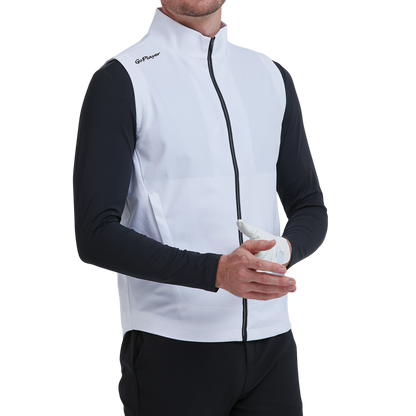 GoPlayer Men's Golf Windproof Warm Sports Vest (White)