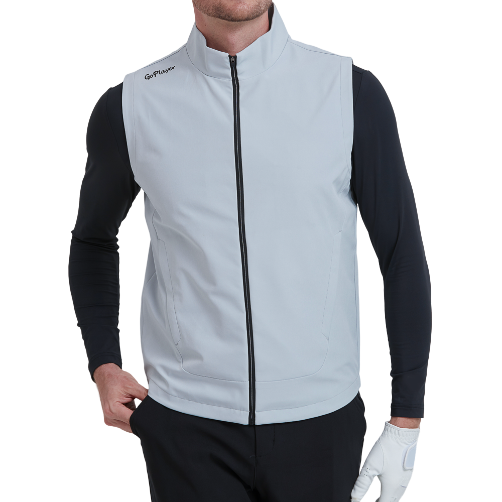 GoPlayer Men's Golf Windproof Warm Sports Vest (Gray)