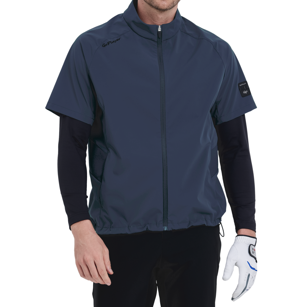 GoPlayer メンズ ゴルフ 半袖 スポーツベスト (ダークブルー)