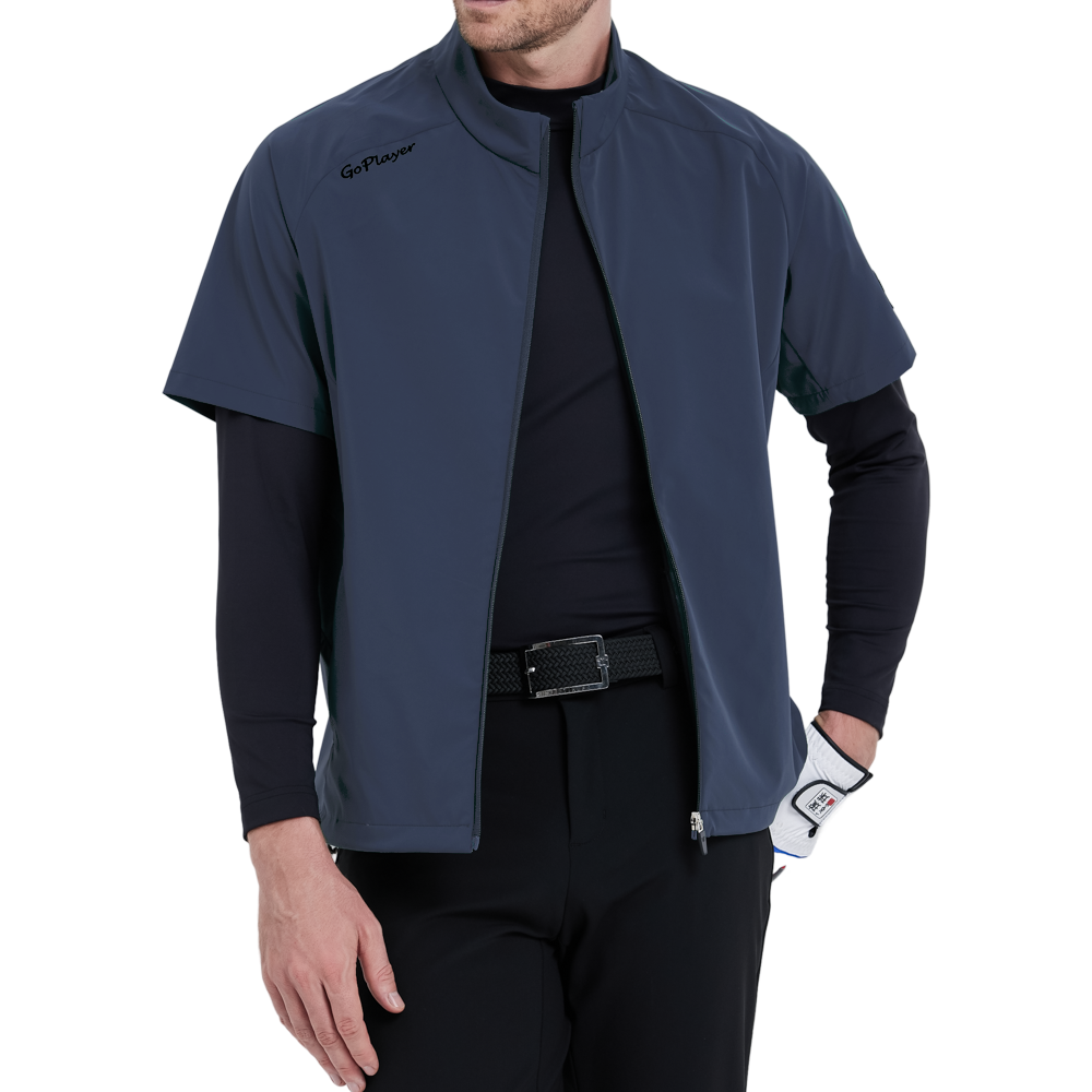 GoPlayer メンズ ゴルフ 半袖 スポーツベスト (ダークブルー)