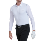 GoPlayer Men's Quick-Dry UV Protection Long-Sleeve Polo Shirt (White)
