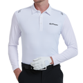 GoPlayer Men's Quick-Dry UV Protection Long-Sleeve Polo Shirt (White)