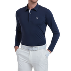 GoPlayer メンズ 伸縮性速乾長袖トップ (ネイビー ブルー)