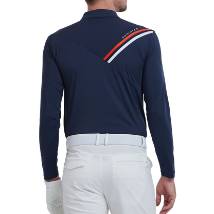 GoPlayer Men's Stretch Quick-Dry Long-Sleeve Top (Navy Blue)