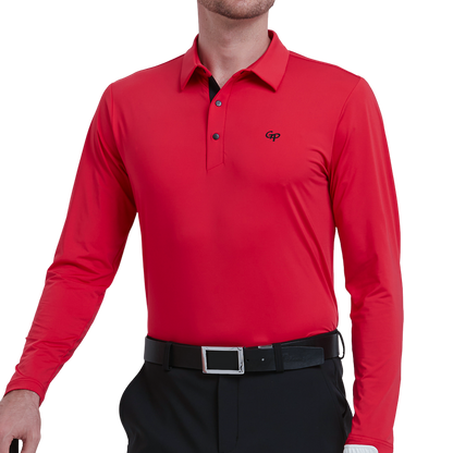 GoPlayer Men's Stretch Quick-Dry Long-Sleeve Top (Red)