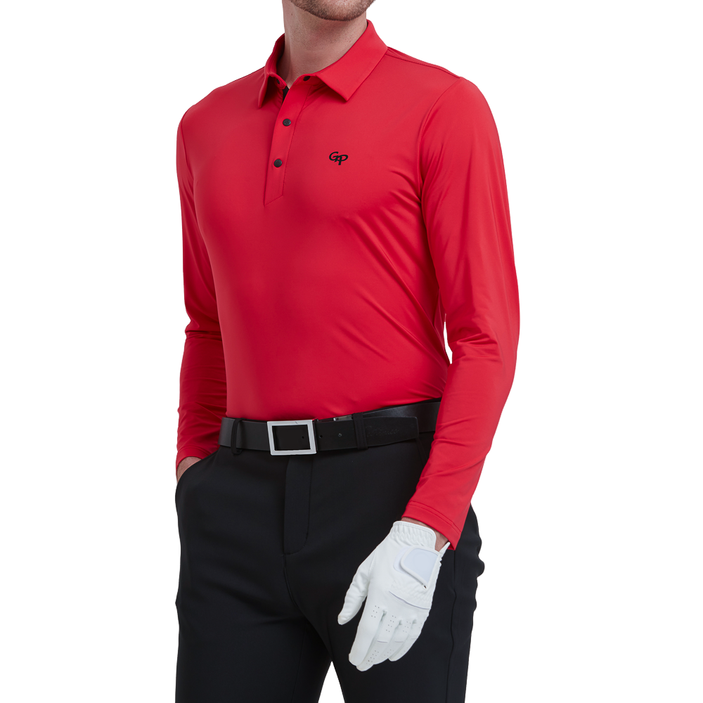 GoPlayer Men's Stretch Quick-Dry Long-Sleeve Top (Red)