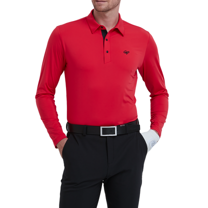 GoPlayer Men's Stretch Quick-Dry Long-Sleeve Top (Red)