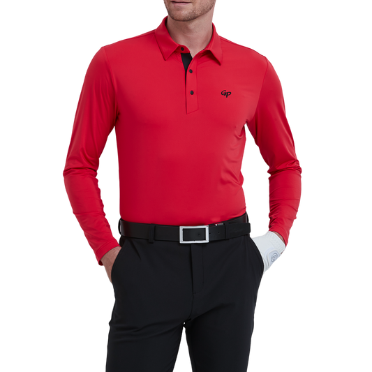 GoPlayer Men's Stretch Quick-Dry Long-Sleeve Top (Red)