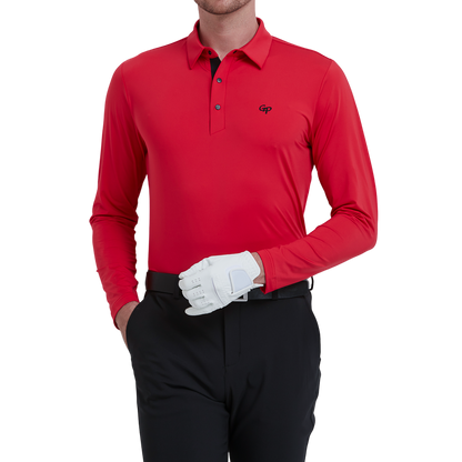 GoPlayer Men's Stretch Quick-Dry Long-Sleeve Top (Red)