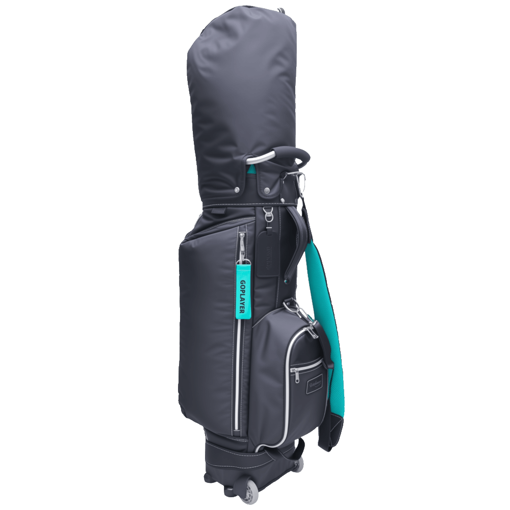 GoPlayer 9.5インチ キャスター付きゴルフクラブバッグ（ブラック）