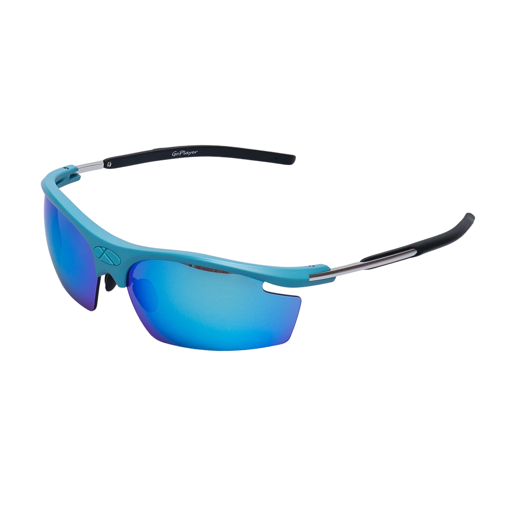 GoPlayer 軽量サングラス（ライトブルーのフレーム、ブルーのレンズ）