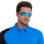 GoPlayer 軽量サングラス（ライトブルーのフレーム、ブルーのレンズ）