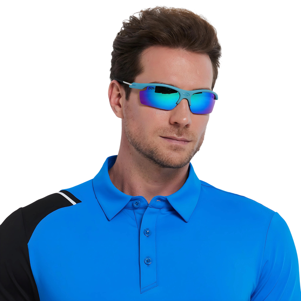 GoPlayer 軽量サングラス（ライトブルーのフレーム、ブルーのレンズ）