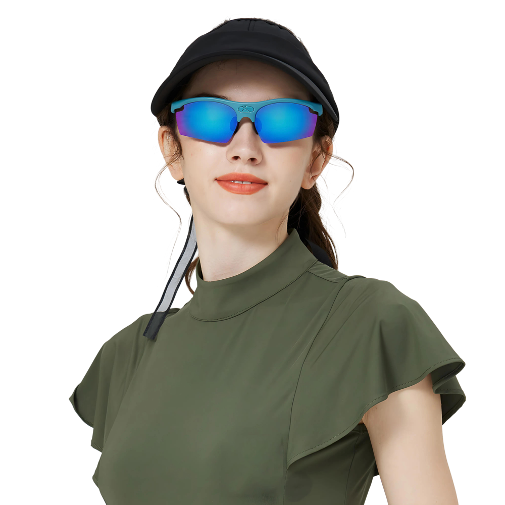 GoPlayer 軽量サングラス（ライトブルーのフレーム、ブルーのレンズ）