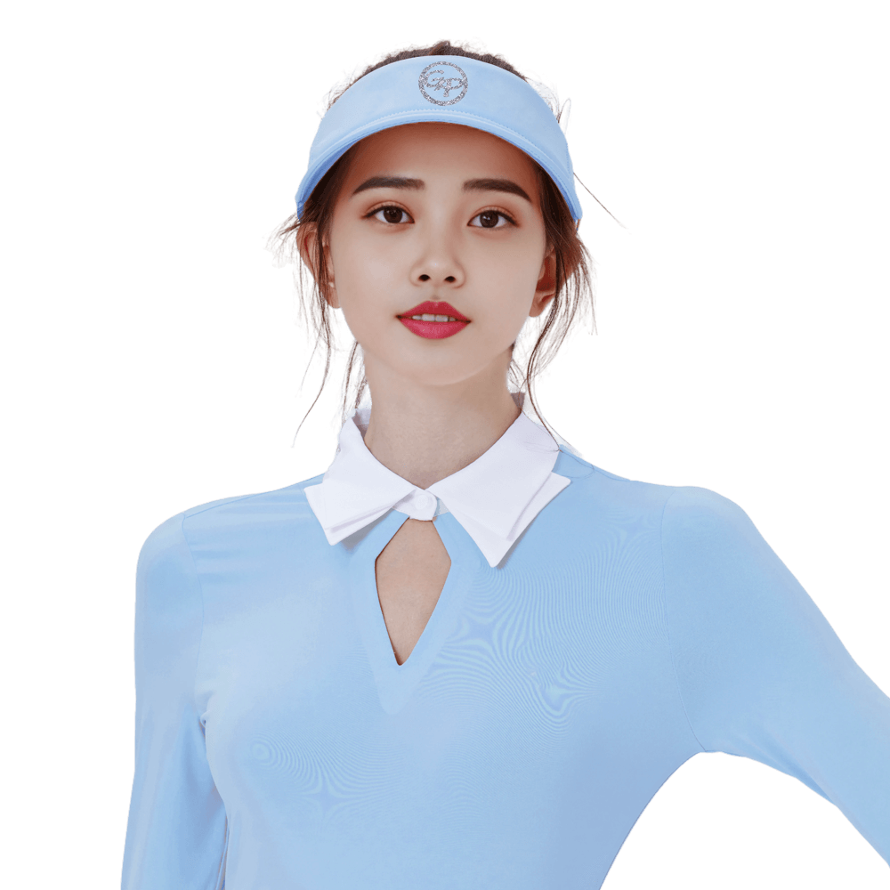 GoPlayer レディース リボン中空帽子 (ピンク ブルー)