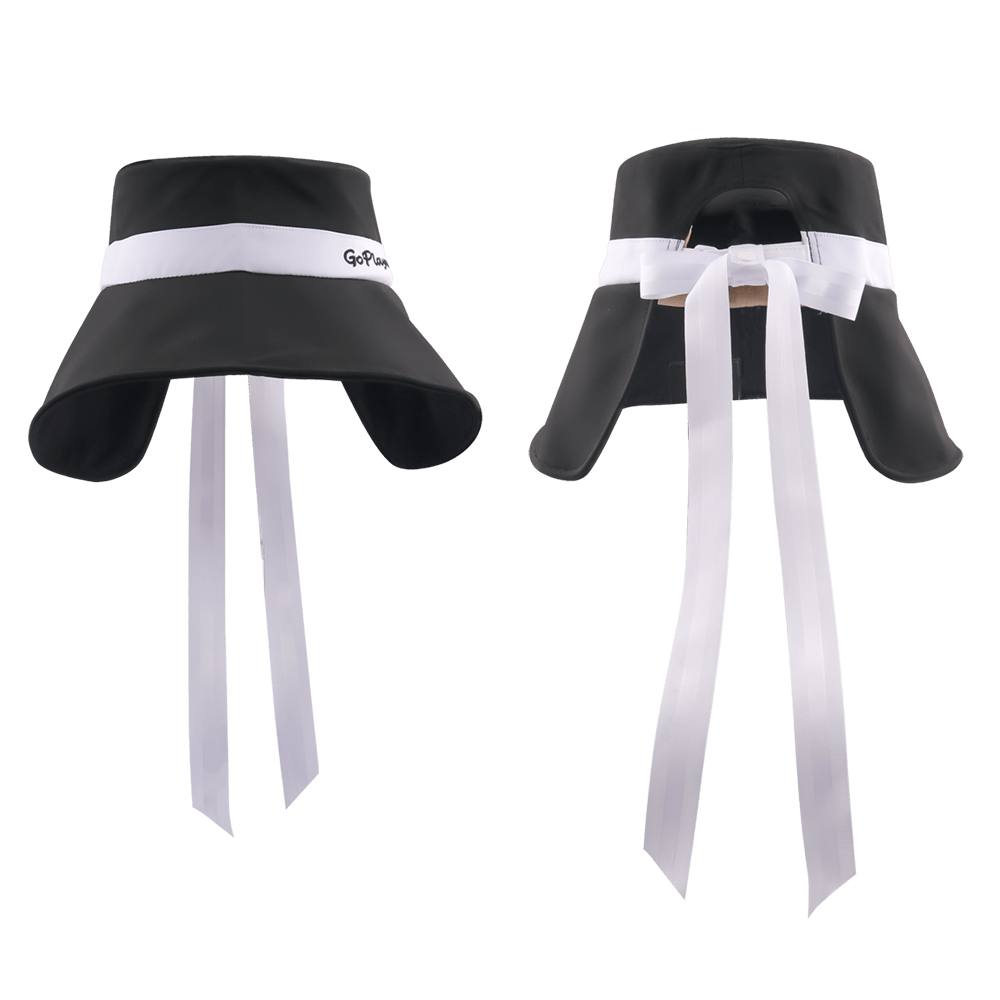 GoPlayer レディース 大きなつば 折りたたみサンハット (ブラック)