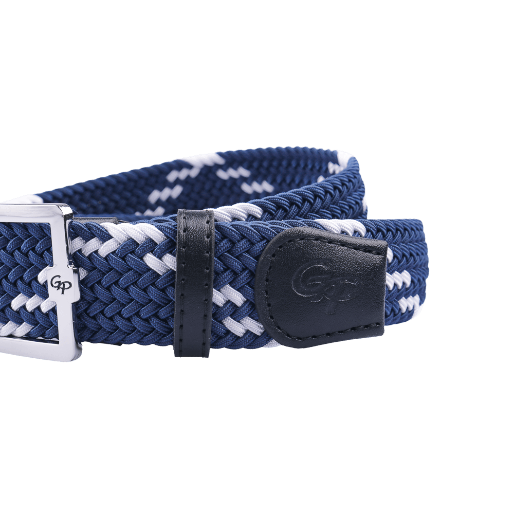 GoPlayer men's golf elastic belt (blue and white)