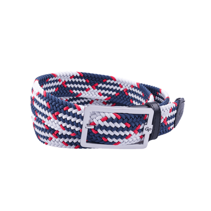 GoPlayer men's golf elastic belt (blue, white and red)