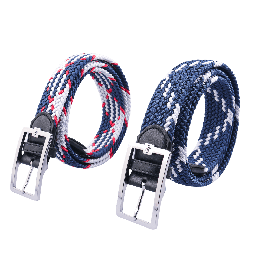 GoPlayer men's golf elastic belt (blue, white and red)