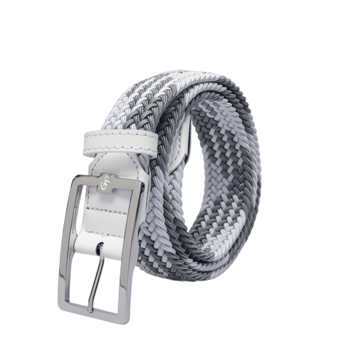 GoPlayer男高爾夫鬆緊皮帶(白灰)