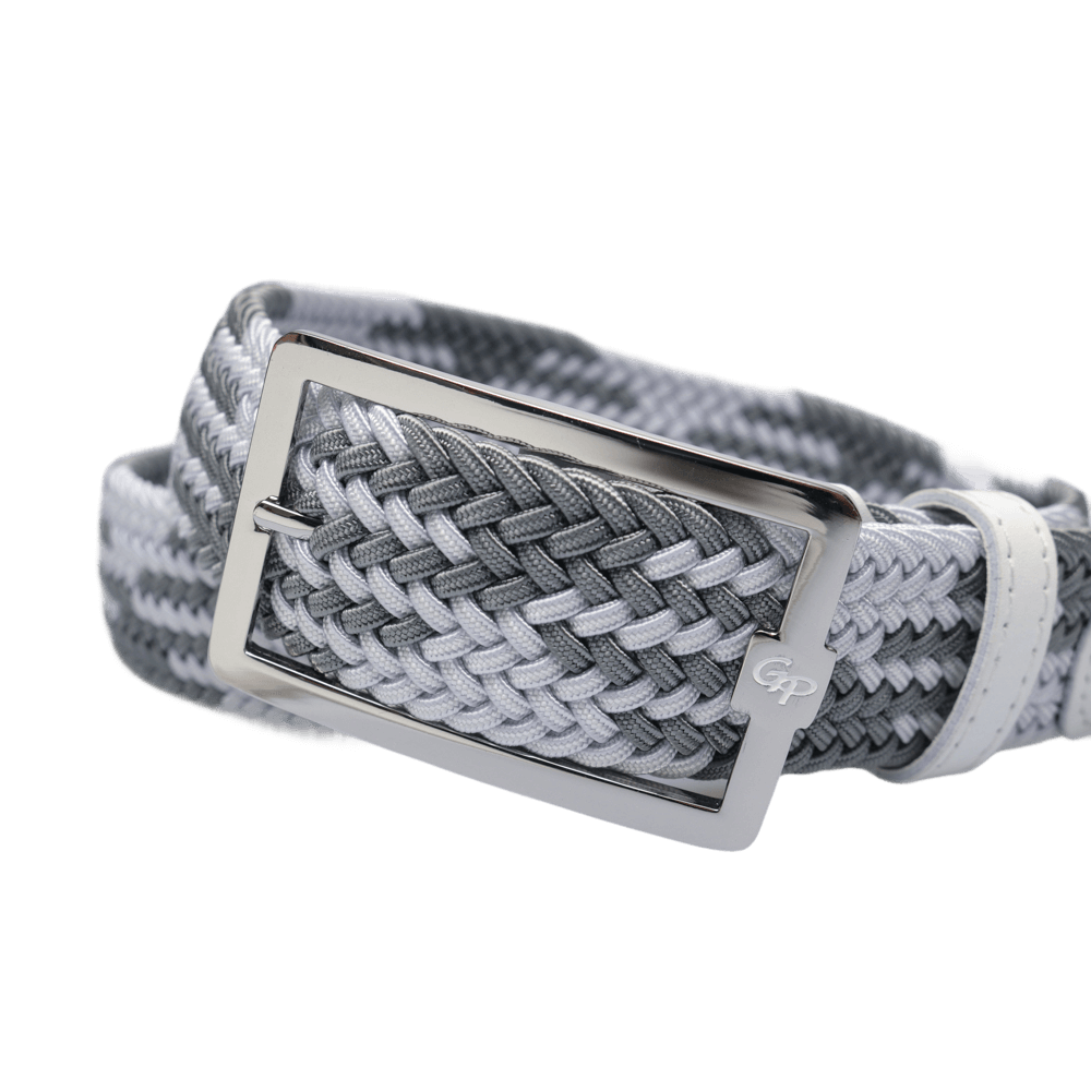 GoPlayer Men's Golf Elastic Belt (White and Gray)