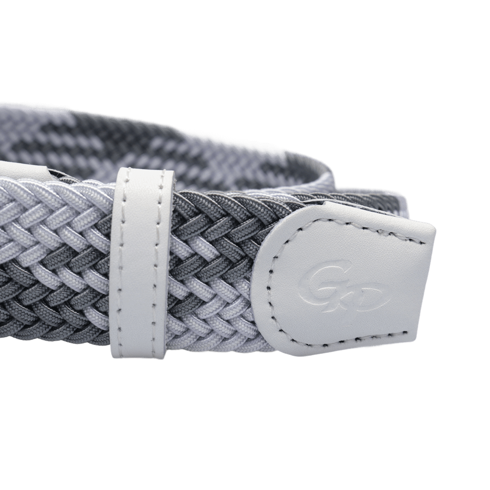 GoPlayer男高爾夫鬆緊皮帶(白灰)